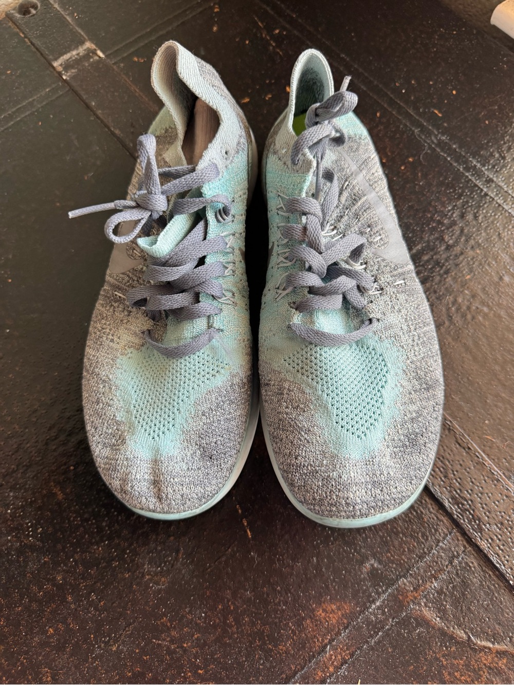 Nike Kids Sneakers Gray and Light Teal Flyknit